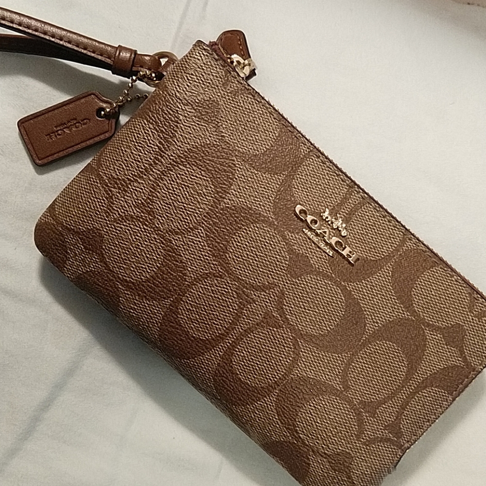 Coach double zipper wallet
